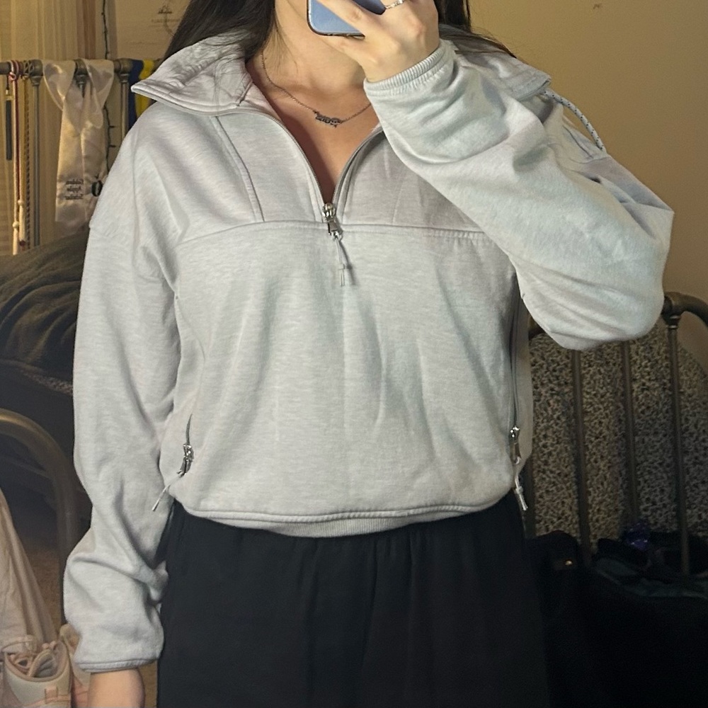 grey quarter zip